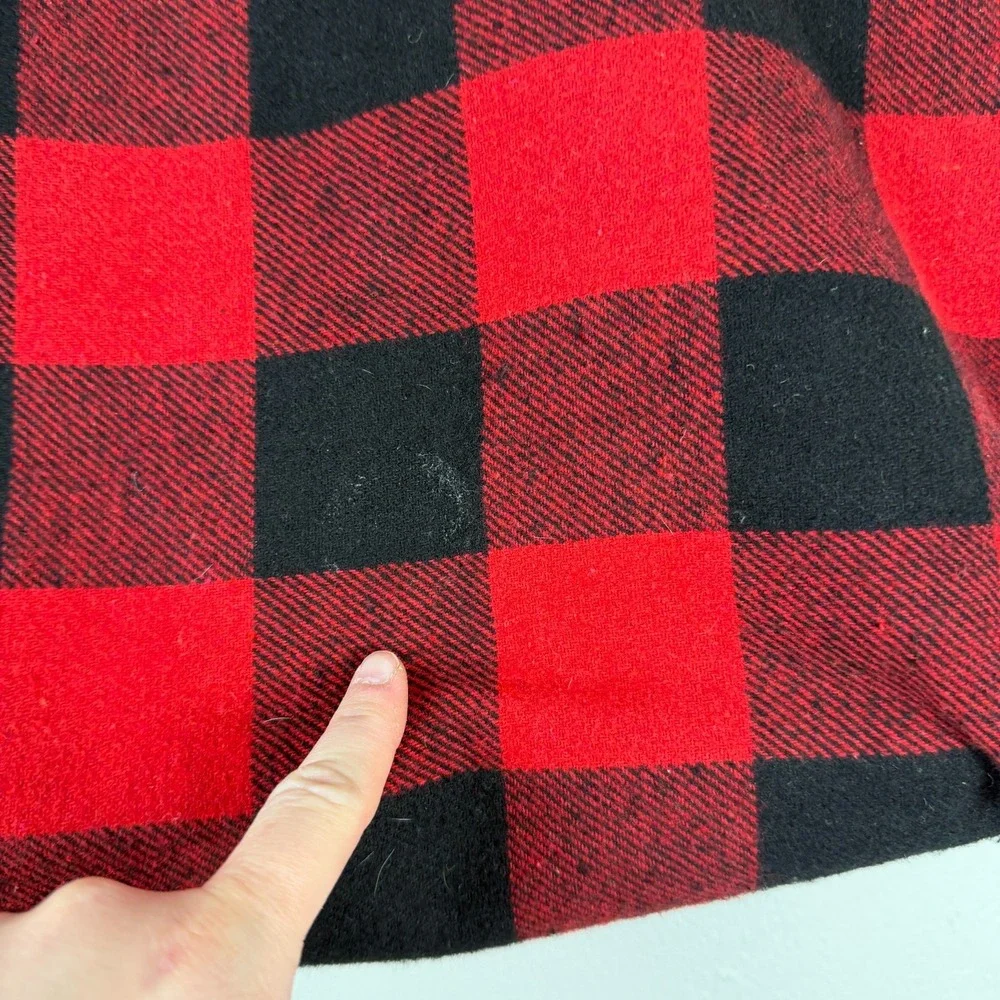 G.H. Bass Tote Bag Women's Red Buffalo Plaid Flannel Attached Leather Pouch
